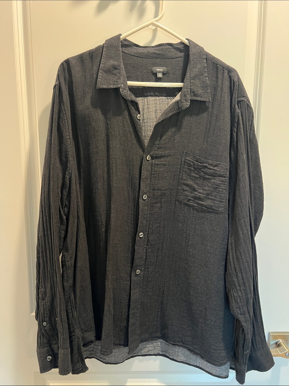 Vince Charcoal Gray Textured Button-Down Shirt